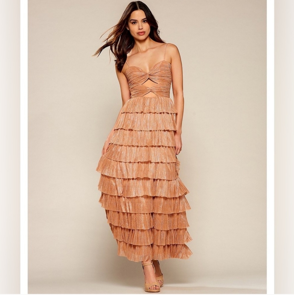 Gianni Bini Tan Tiered Midi Dress